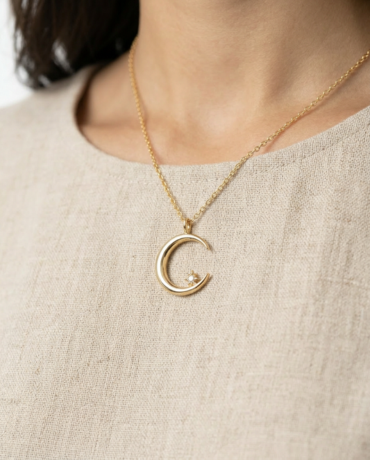 VERA - COLLAR DE LUNA Y ESTRELLA BRILLANTE